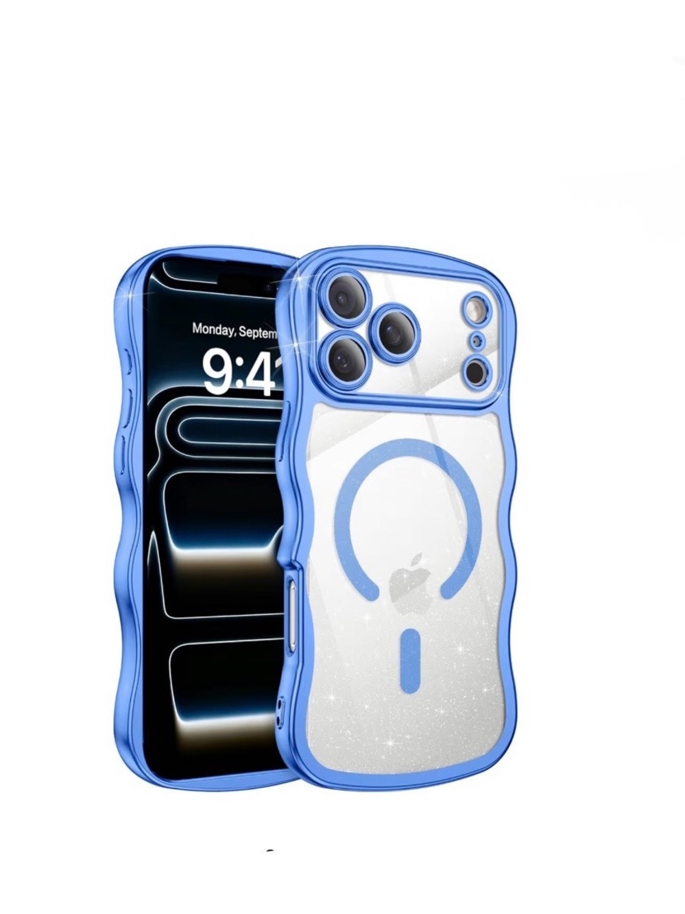 Blue Clear Glitter for iPhone 17 Pro Max Case 2025 Compatible with MagSafe
